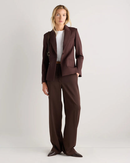 Ultra-Stretch Ponte Single-Breasted Blazer - XS / Espresso