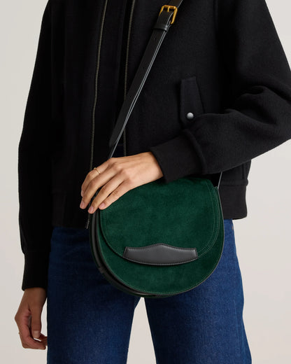 Italian Suede Saddle Bag - One Size / Pebble