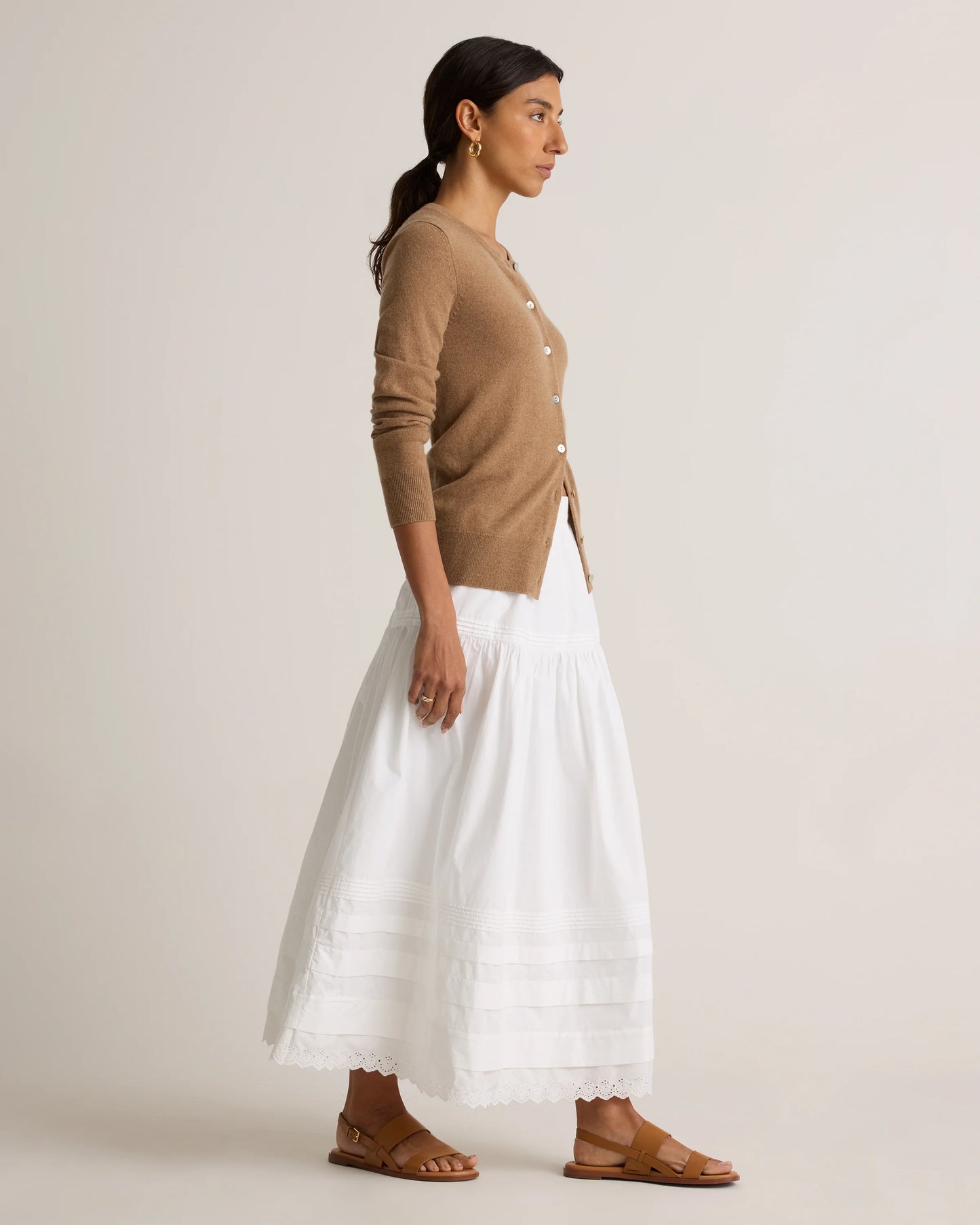 100% Organic Cotton Poplin Pintuck Maxi Skirt - XS / Black