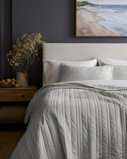 Organic Cotton Stripe Stitch Quilt Set - Twin / White