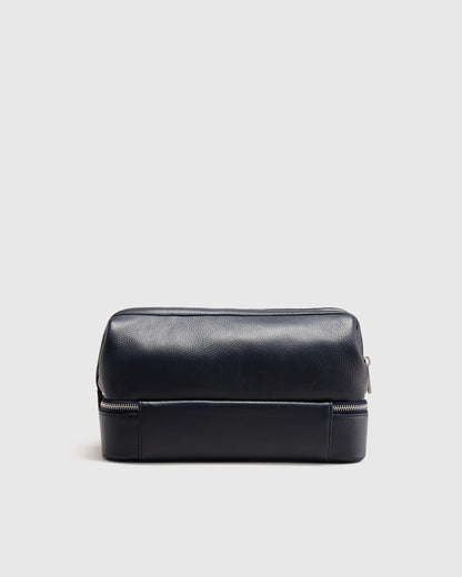 Italian Leather Dual Compartment Toiletry Bag - One Size / Ruby Red