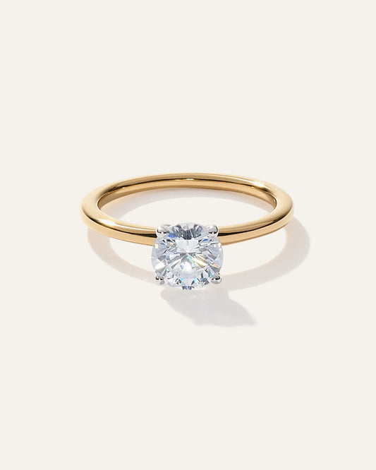 Lab Grown Diamond Round Petite Classic Engagement Ring - 4 / Yellow Gold