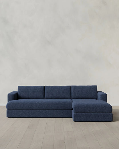 Sierra Curved Arm Chaise Sectional in Performance Boucle - Right Arm / Linen