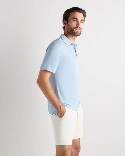 Extra-Fine Australian Merino Polo - XS / Light Blue Heather