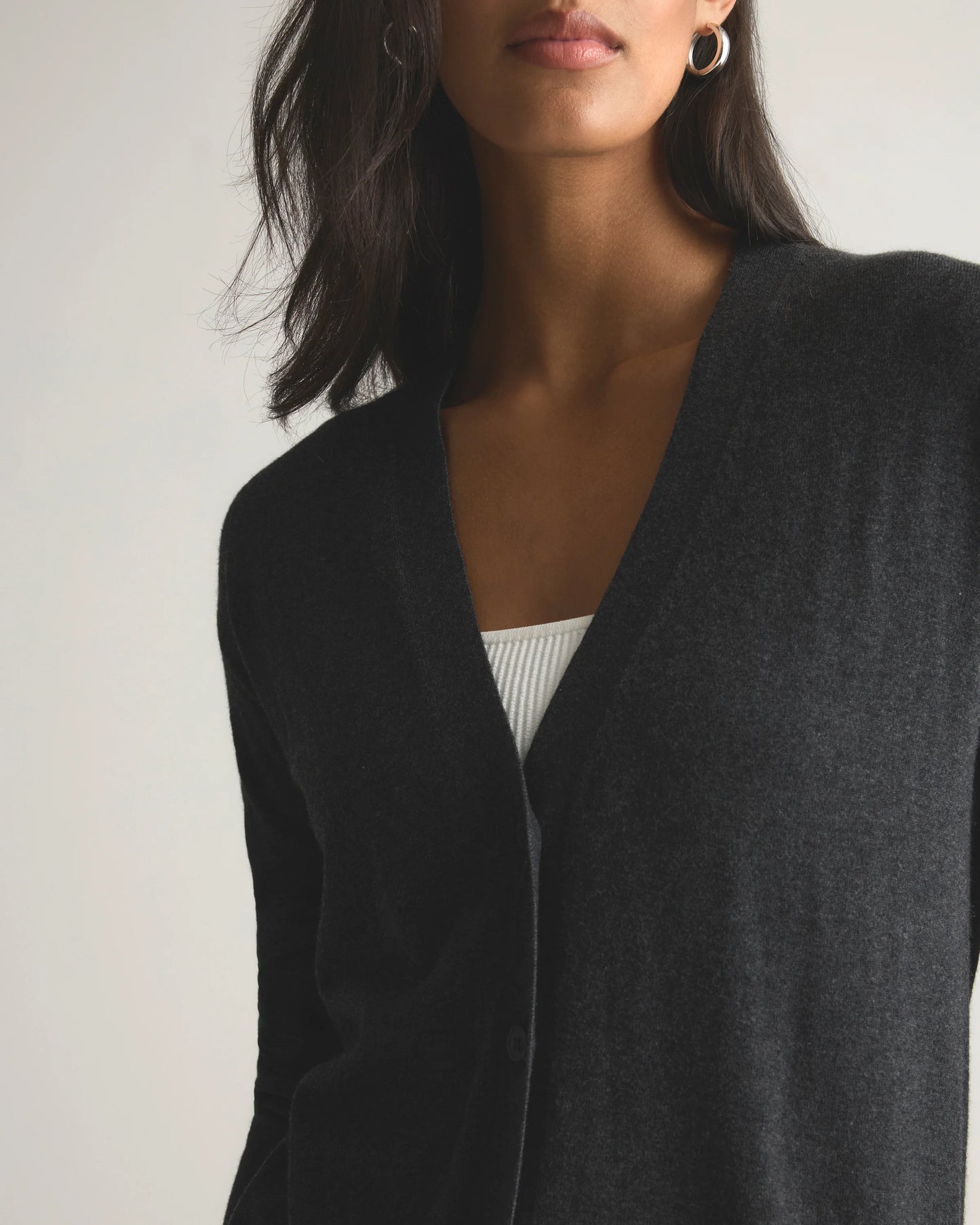 Lightweight Cotton Cashmere Cardigan - XS / Heather Oatmeal