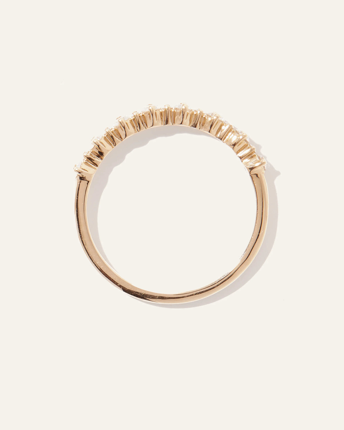 14K Gold Lab Grown Diamond Alternating Round Band - 4 / Yellow Gold
