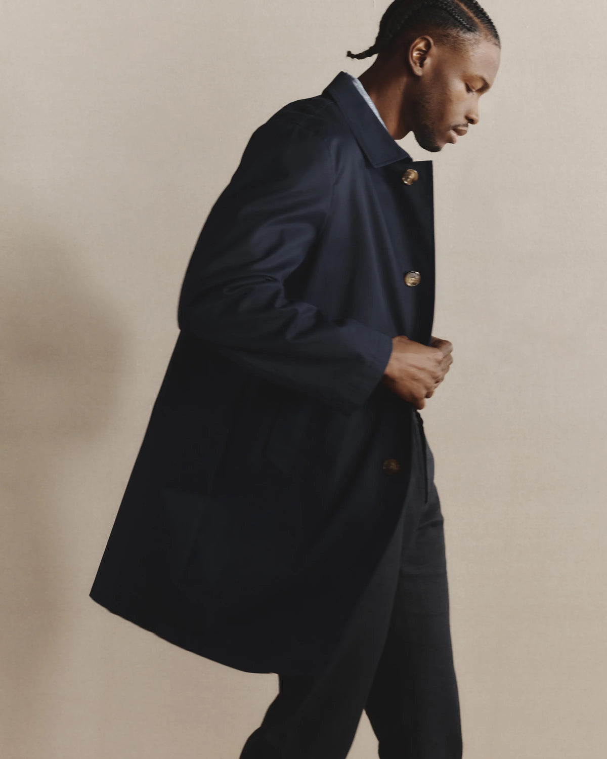 Comfort Stretch Trench Coat - S / Midnight Black