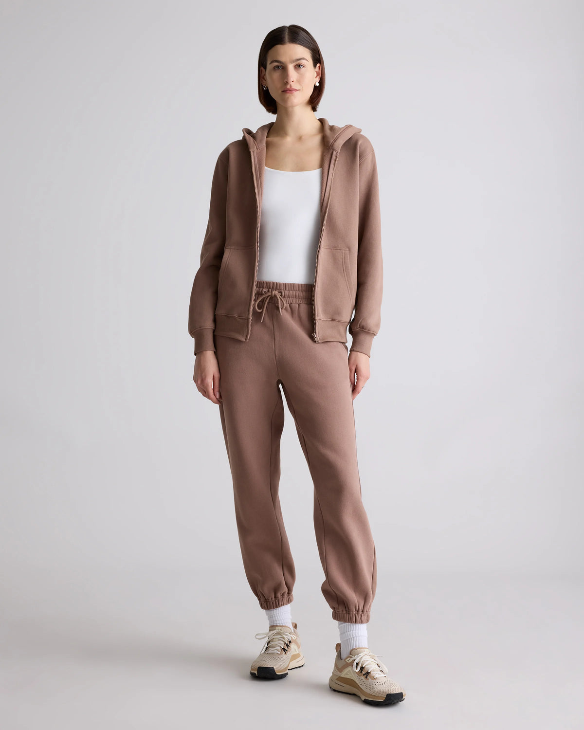 Organic Heavyweight Fleece Full Zip Hoodie - XS / Taupe