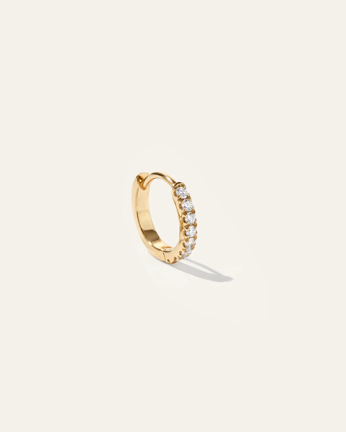 14K Gold Pave Diamond Second Piercing Tiny Huggie - Single - One Size / Yellow Gold