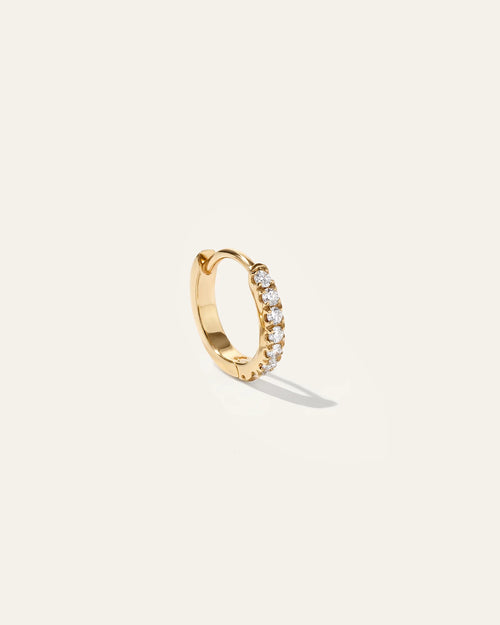 14K Gold Pave Diamond Second Piercing Tiny Huggie - Single - One Size / Yellow Gold