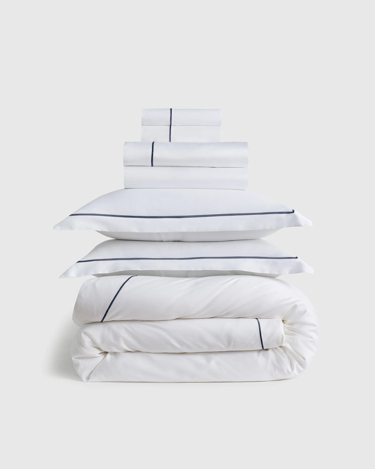 Signature Giza Cotton Sateen Embroidered Deluxe Bedding Bundle - Twin / White/Mineral