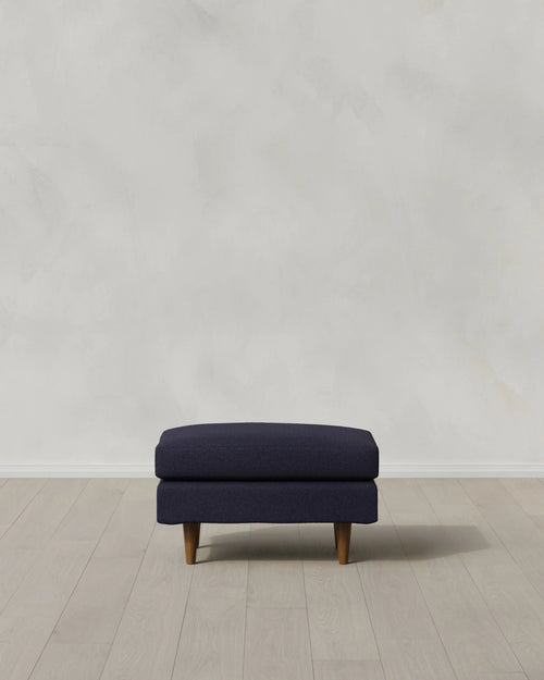 Atlas Midcentury Ottoman in Performance Basketweave - 31.5" / Navy