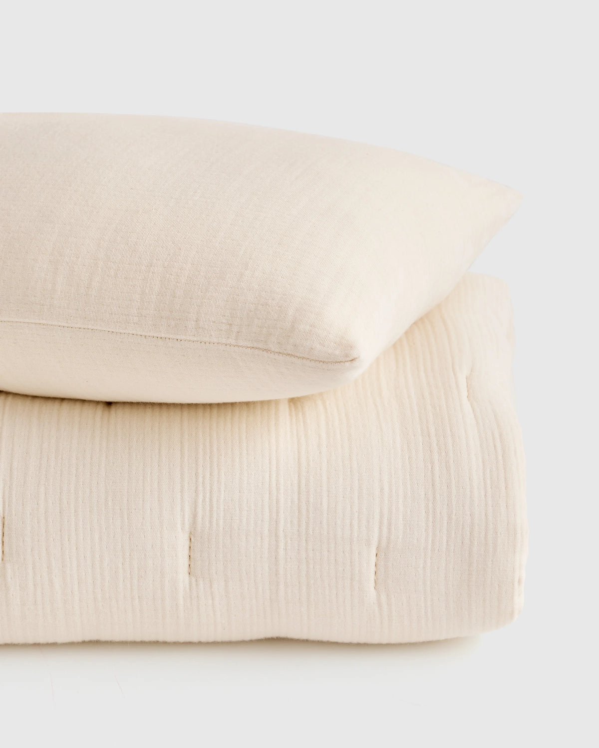 Organic Cotton Gauze Toddler Quilt & Sham Set - One Size / White