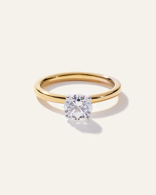 Lab Grown Diamond Round Comfort Fit Engagement Ring - 1ct - 4 / Yellow Gold