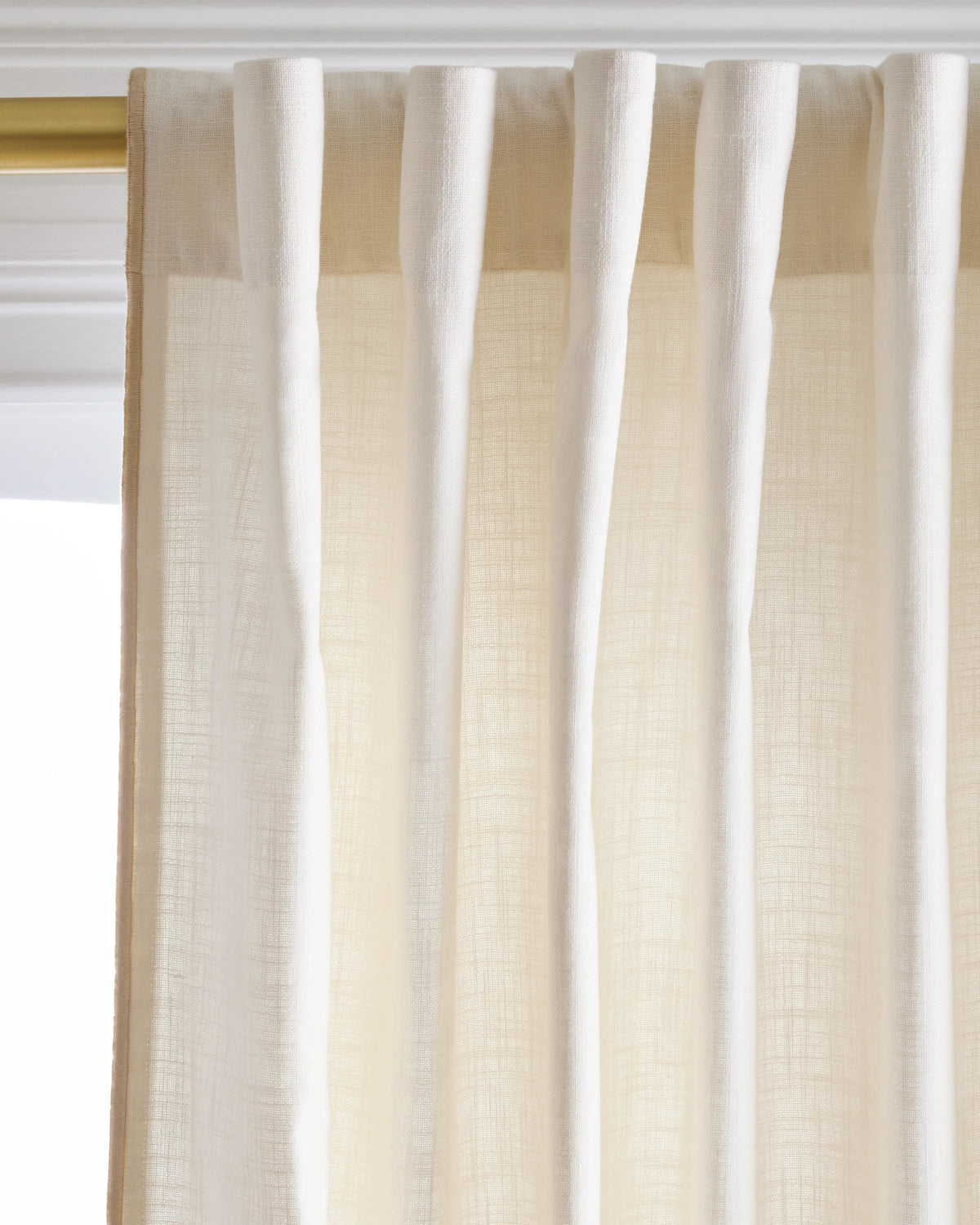 Piped Edge Cotton Curtain - Single Panel - 48x84 / Ivory/Black Piping