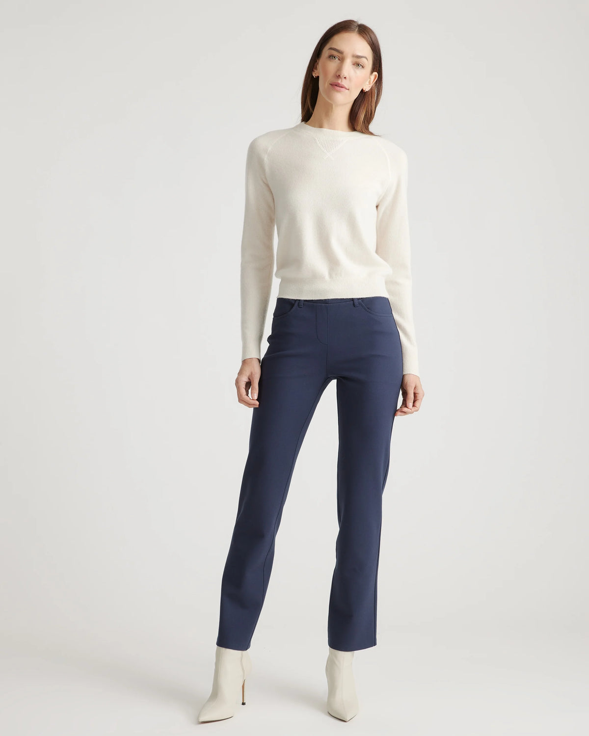 Ultra-Stretch Ponte Straight Leg 4-Pocket Pants - XS / Black