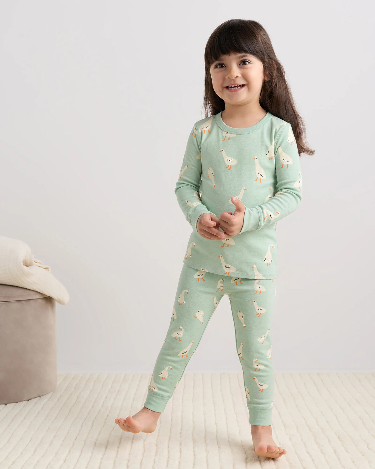 100% Organic Cotton Long Sleeve and Pant Pajama Set - 2T / Navy Stripe
