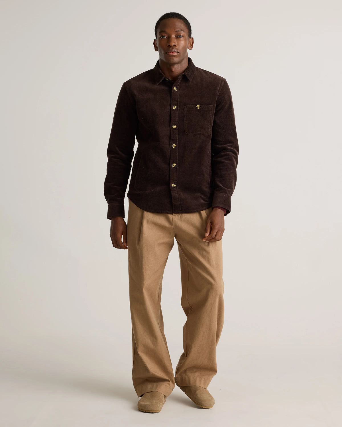 Organic Stretch Corduroy Overshirt - S / Espresso