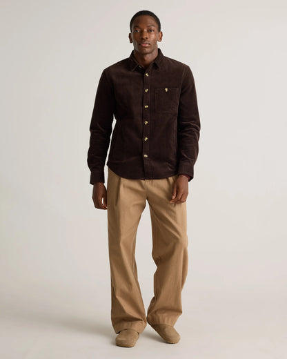Organic Stretch Corduroy Overshirt - S / Espresso