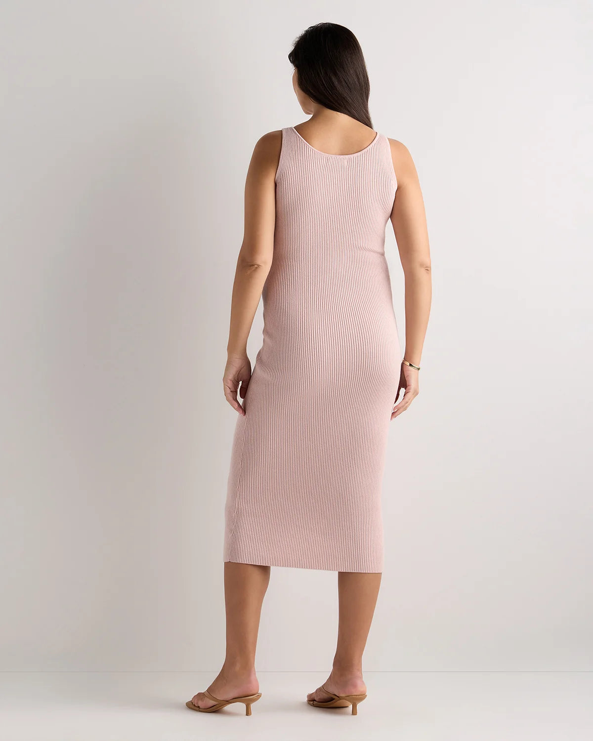 Lightweight Cotton Cashmere Maternity Fitted Midi Dress - XS / Mountain Spring Blue