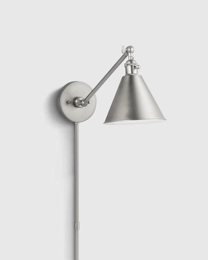 Articulating Single Arm Steel Wall Sconce - One Size / Silver