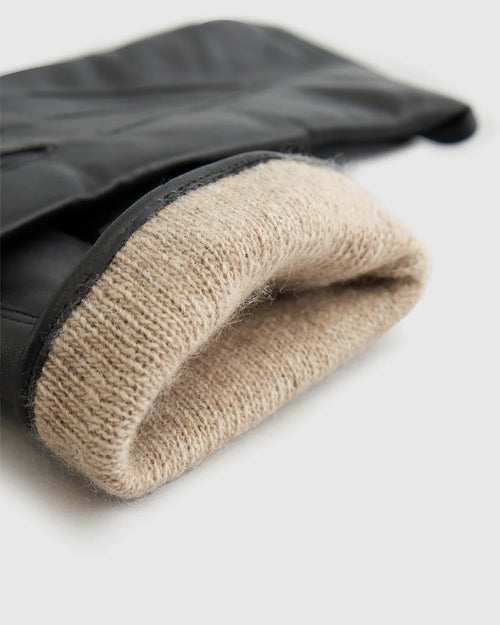 Cashmere Lined Leather Gloves - S / Black