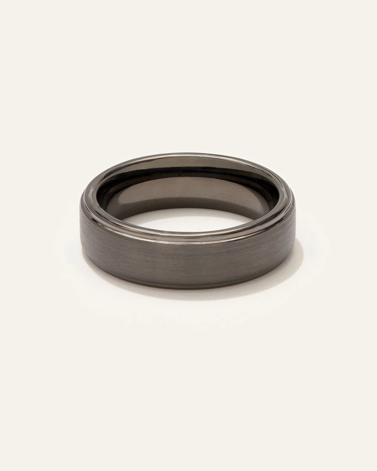 Tungsten Carbide Brushed Step Edge Band - 6 / White