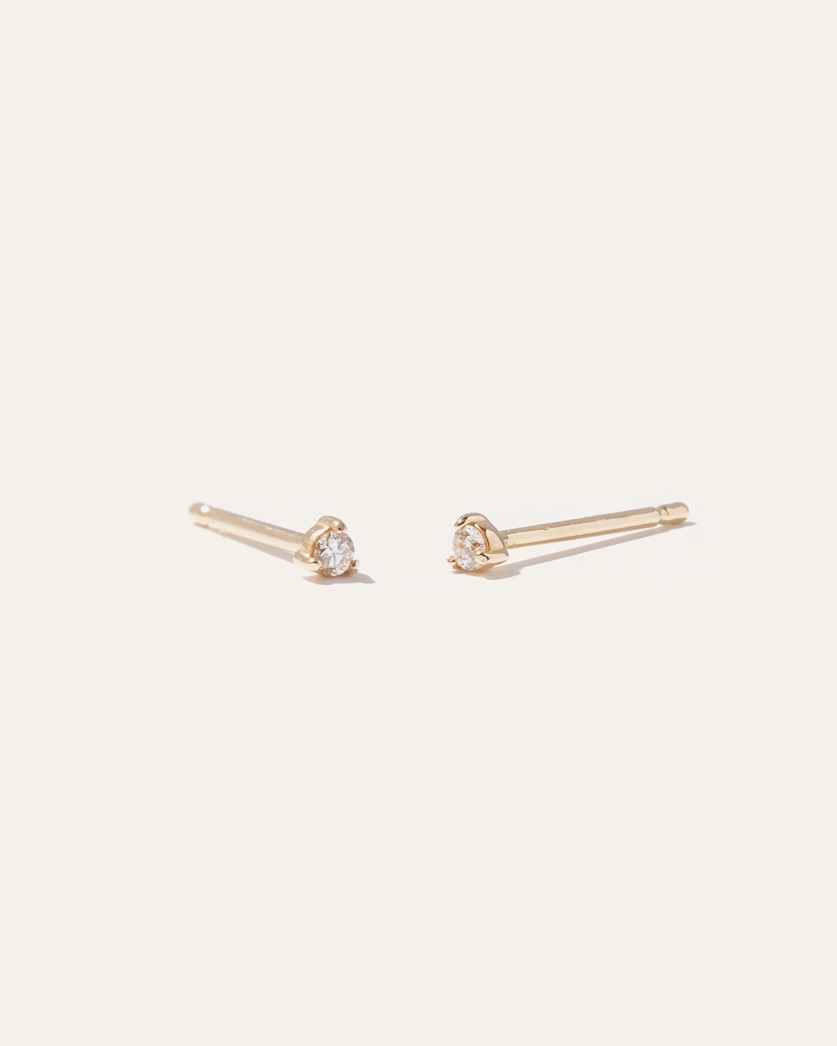 14K Gold Diamond Tiny Studs - One Size / Yellow Gold