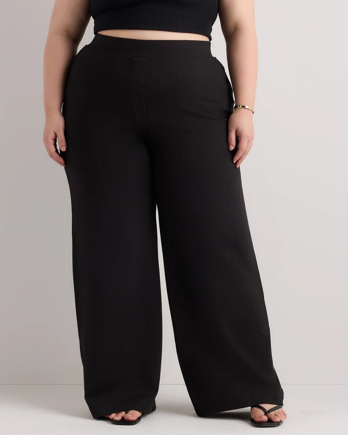 Ultra-Stretch Ponte Wide Leg Pants - 1X / Black