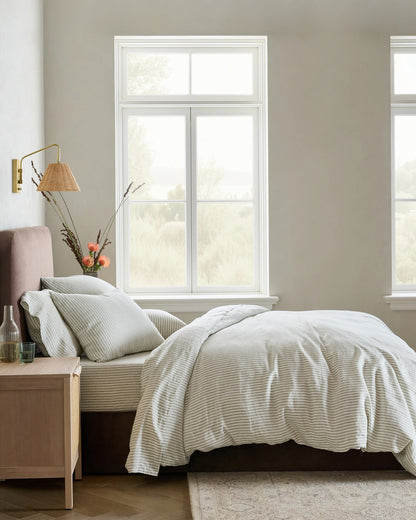 European Linen Duvet Cover Set - Twin / Peach