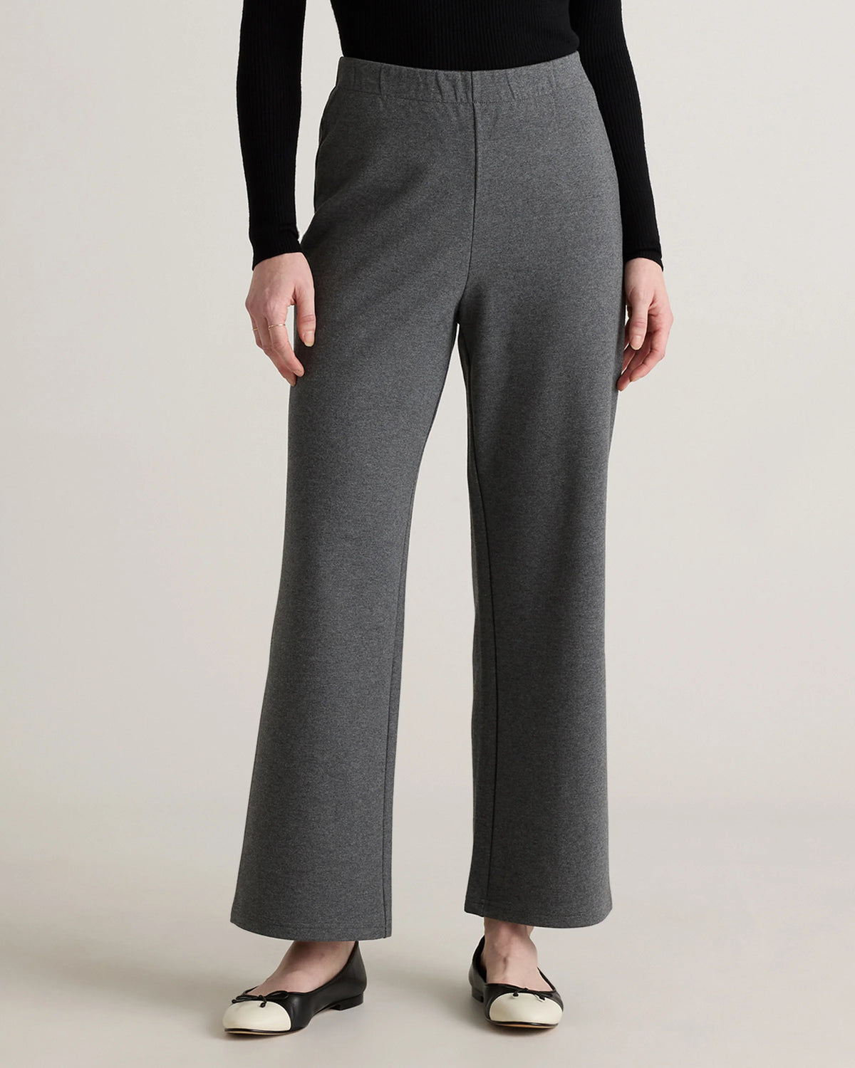 Organic Cotton Double Knit Wide Leg Pants - XS / Bold Black