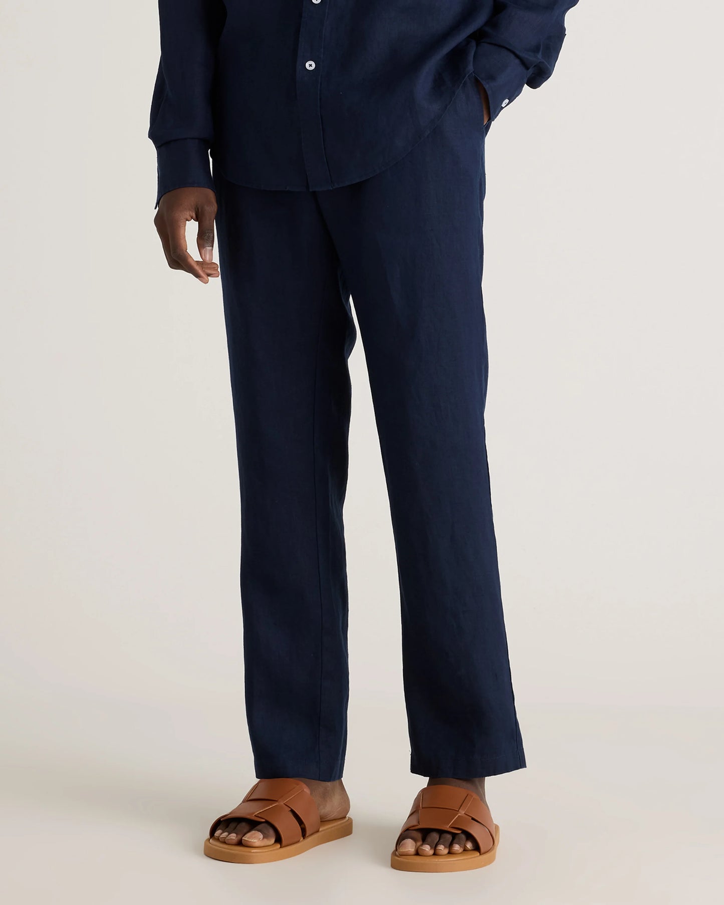 100% European Linen Pants - S / Bayberry Olive