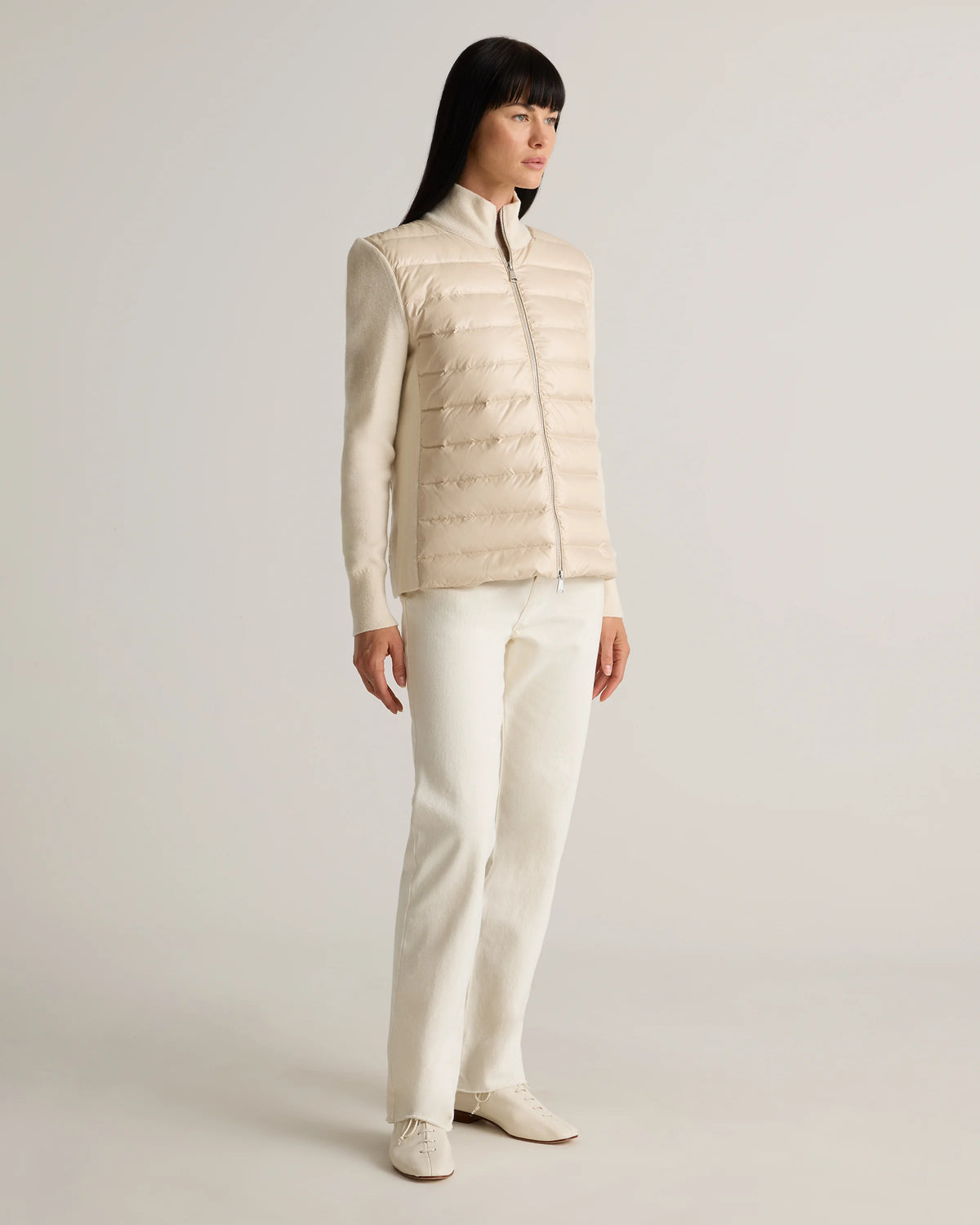 Mixed Media Down and Cashmere Jacket - XS / Oatmilk