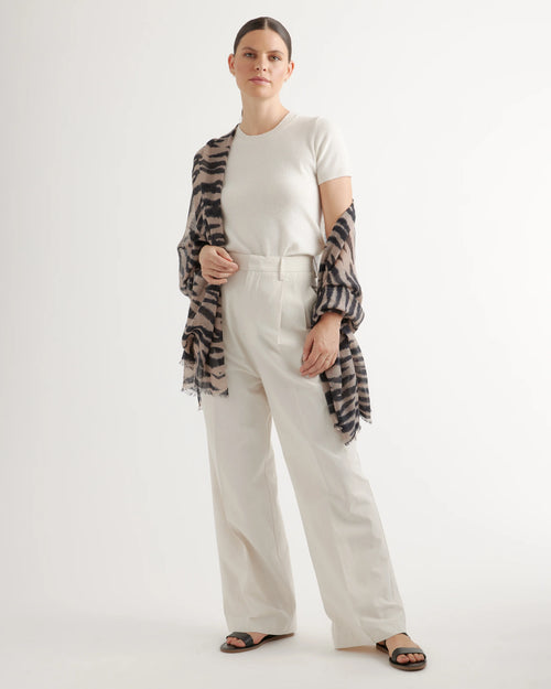 Featherweight Wool Cashmere Frayed Edge Scarf - One Size / Island Sand