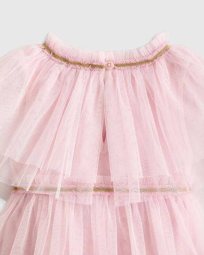 Recycled Tulle Tiered Dress - 2T / Pale Pink