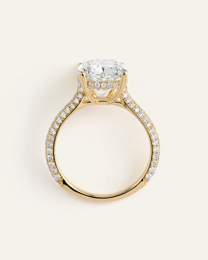 Lab Grown Diamond Elongated Cushion Pave Cathedral Engagement Ring - 5ct - 4 / Yellow Gold