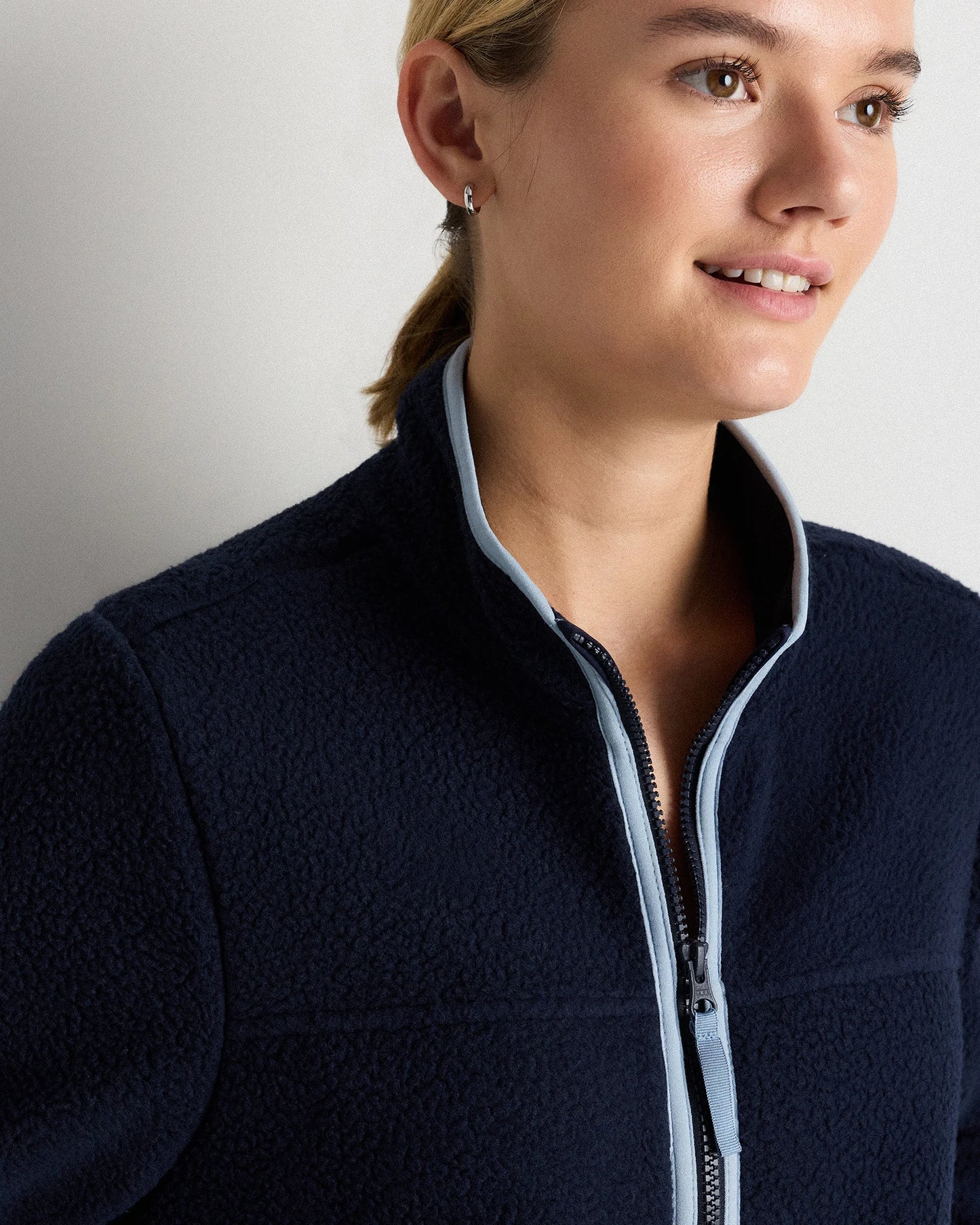 Sherpa Full-Zip Jacket - XS / Deep Navy/Spa Blue