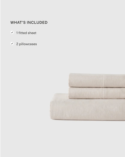 European Linen Fitted Sheet Set - Twin / Peach