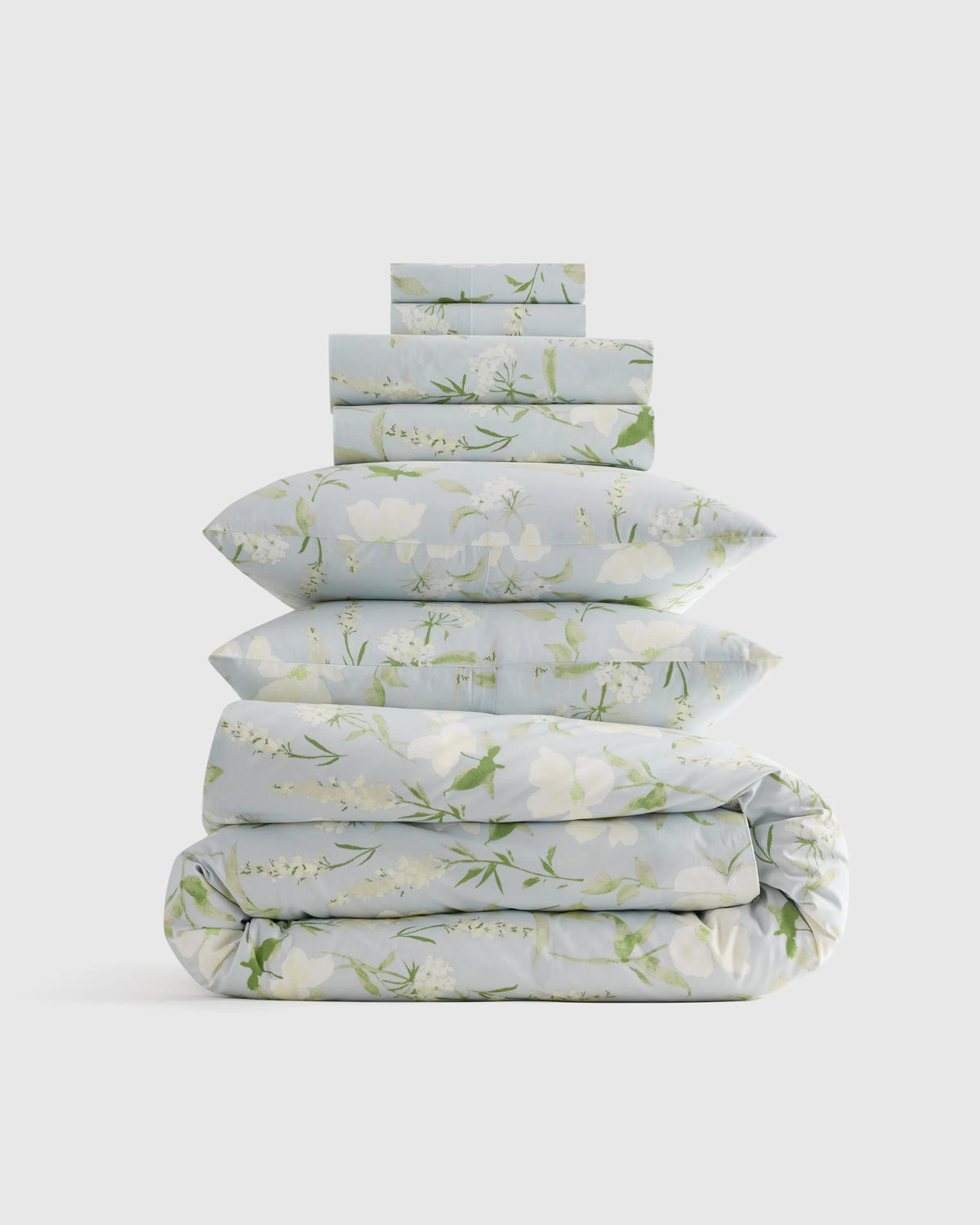 Organic Crisp Percale Floral Deluxe Bedding Bundle - Twin / Toffee Florette