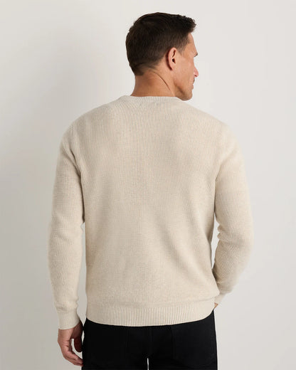 Organic Cotton Cashmere Waffle Crewneck Sweater - S / Bayberry Olive