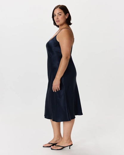 100% Washable Silk Slip Dress - 1X / Champagne