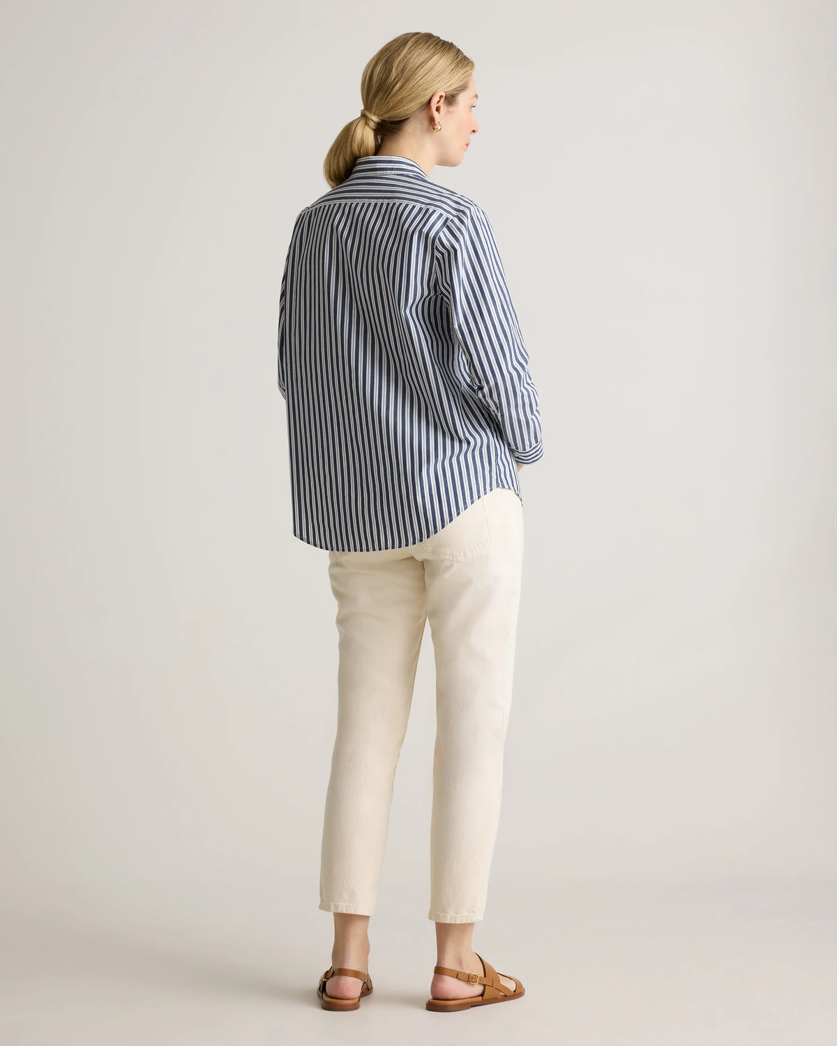 100% Organic Cotton Poplin Maternity Long Sleeve Shirt - XS / Classic White