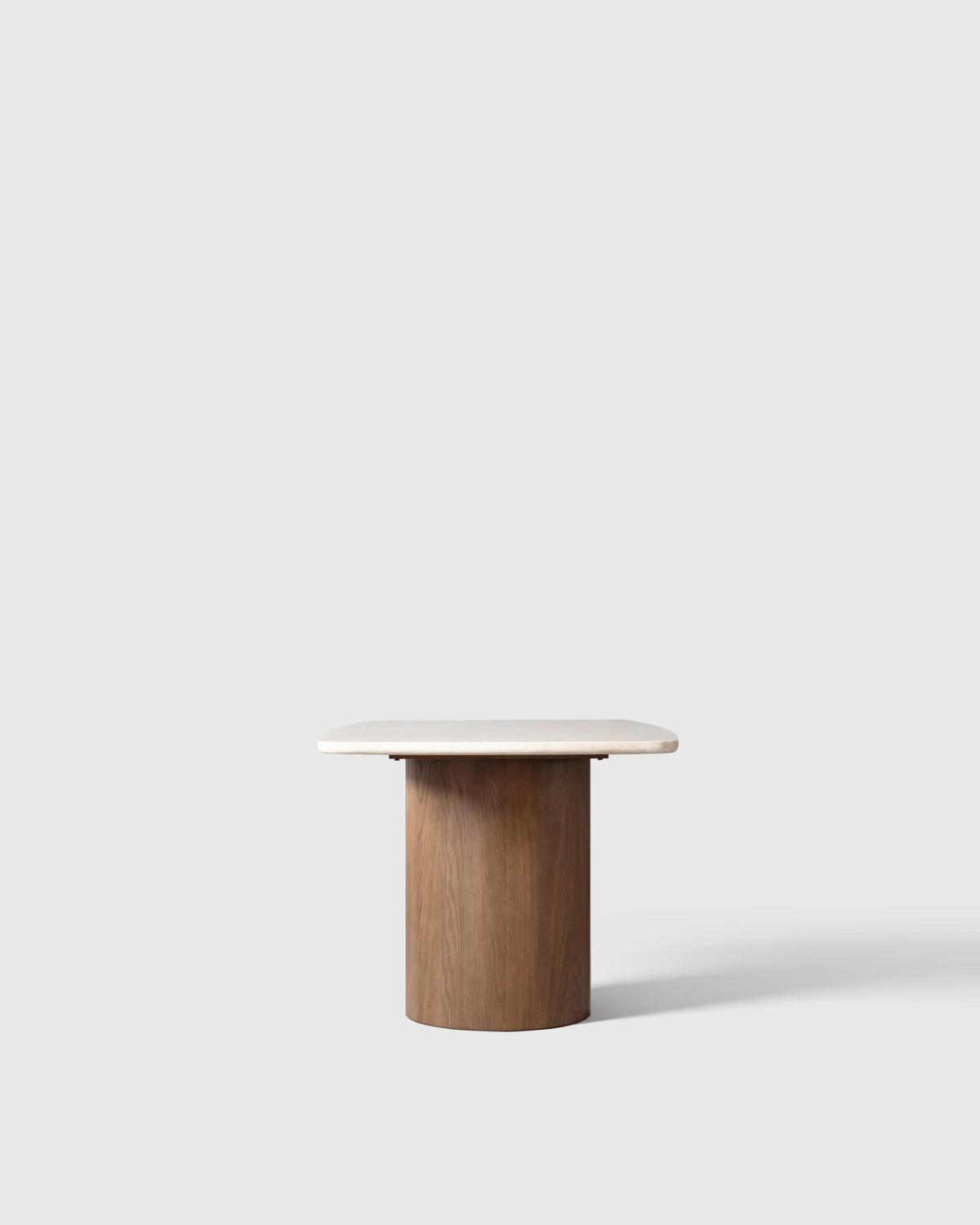 Marble Dining Table with Double Pedestal Base - 72" / Cream/Chestnut