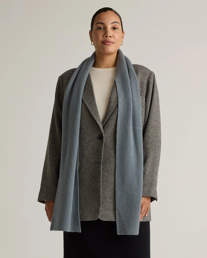 Mongolian Cashmere Ribbed Scarf - One Size / Brown