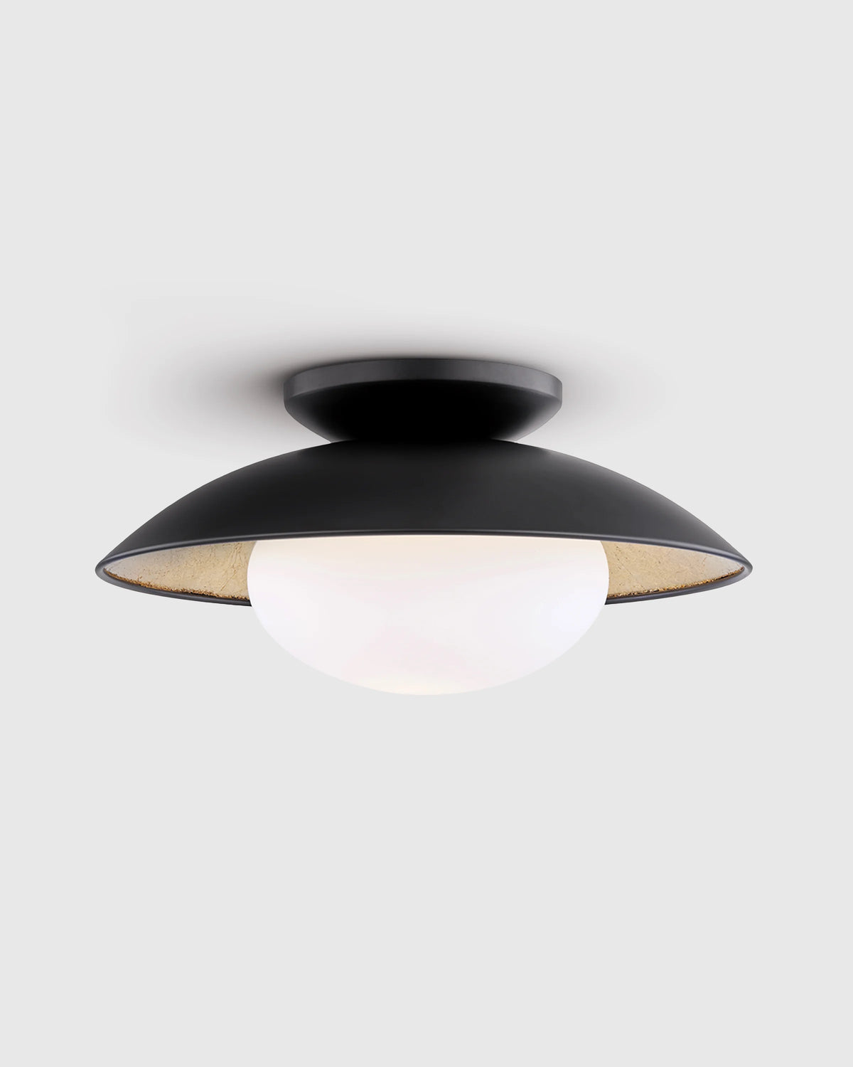 Steel and Gold Foil Flush Mount - One Size / White