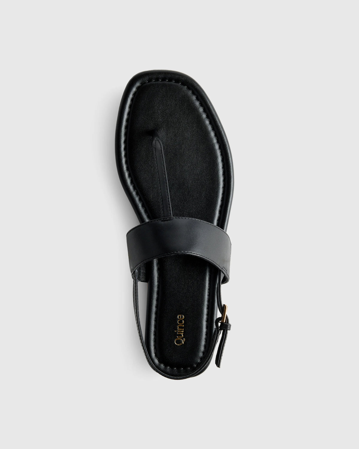Italian Leather T-Strap Sandal - 5 / Black