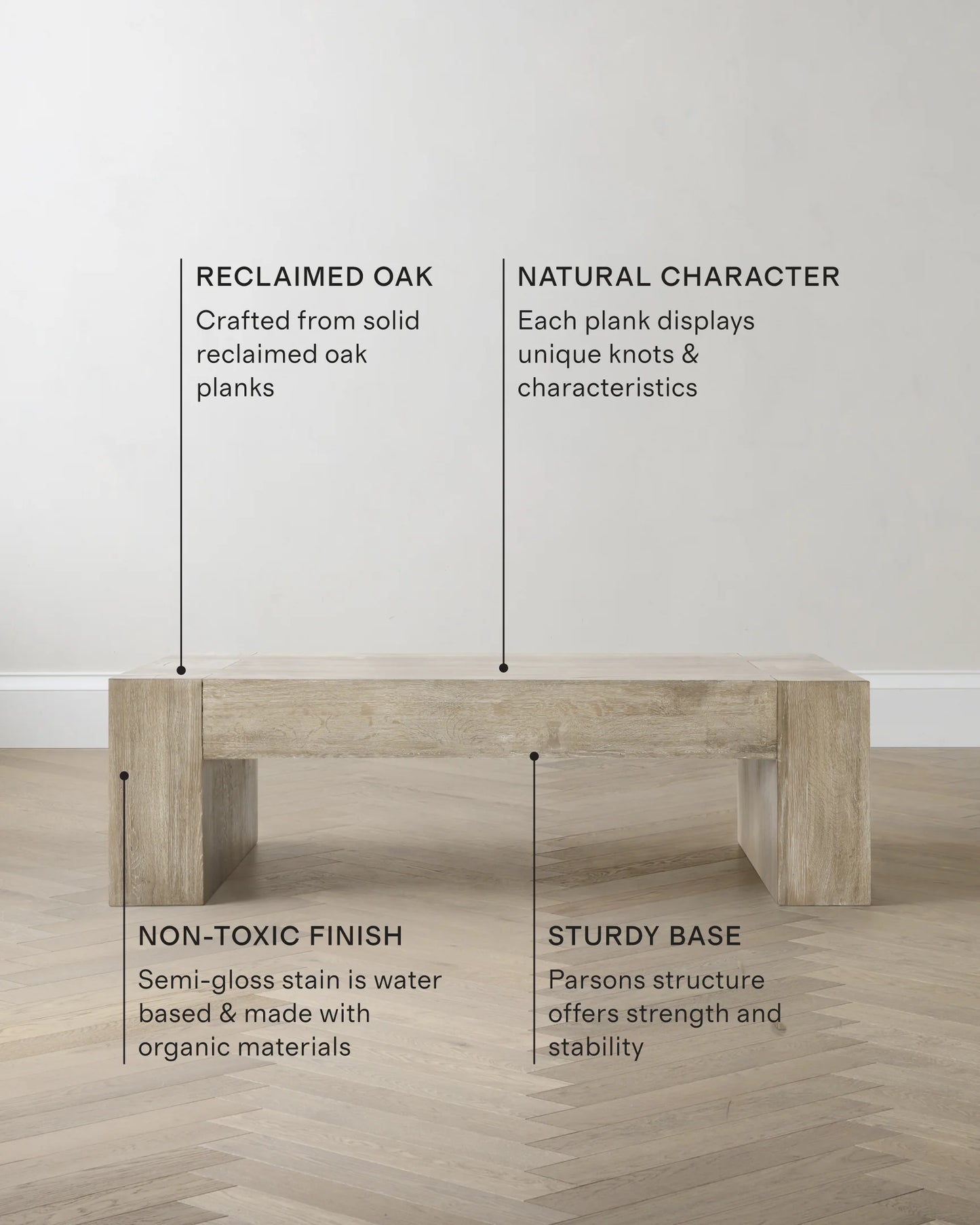Reclaimed Oak Waterfall Coffee Table - 60" / Weathered Oak