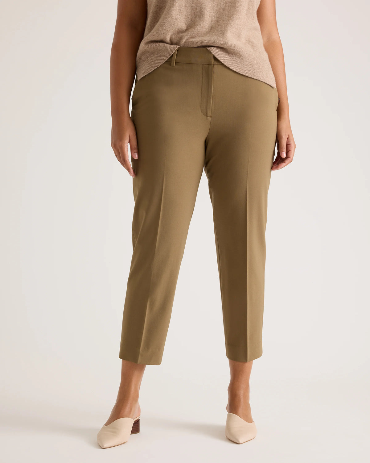 Italian Wool Slim Leg Ankle Pants - 0 / Grey Melange