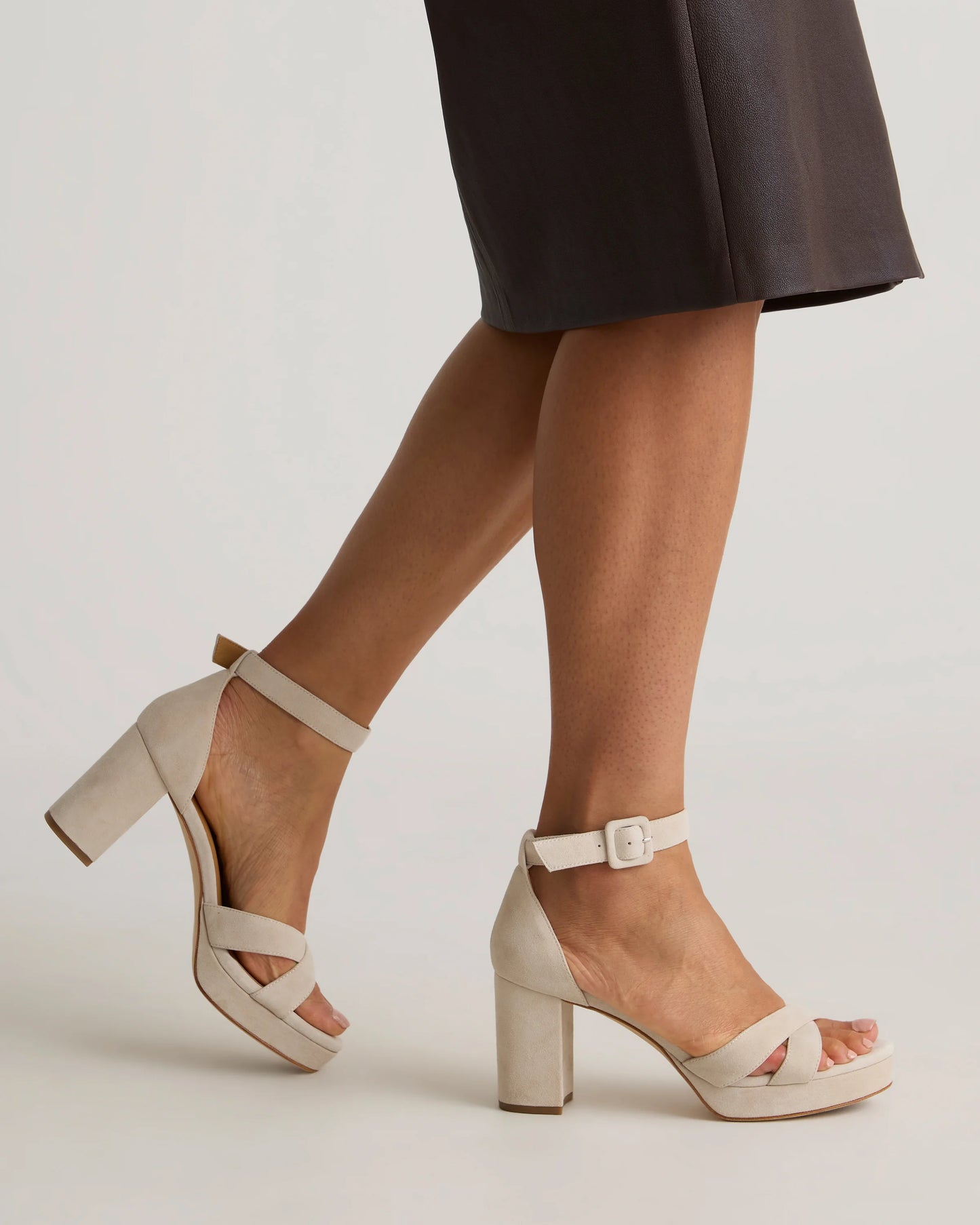 Italian Leather Crisscross Platform Sandal - 5 / Metallic Gold