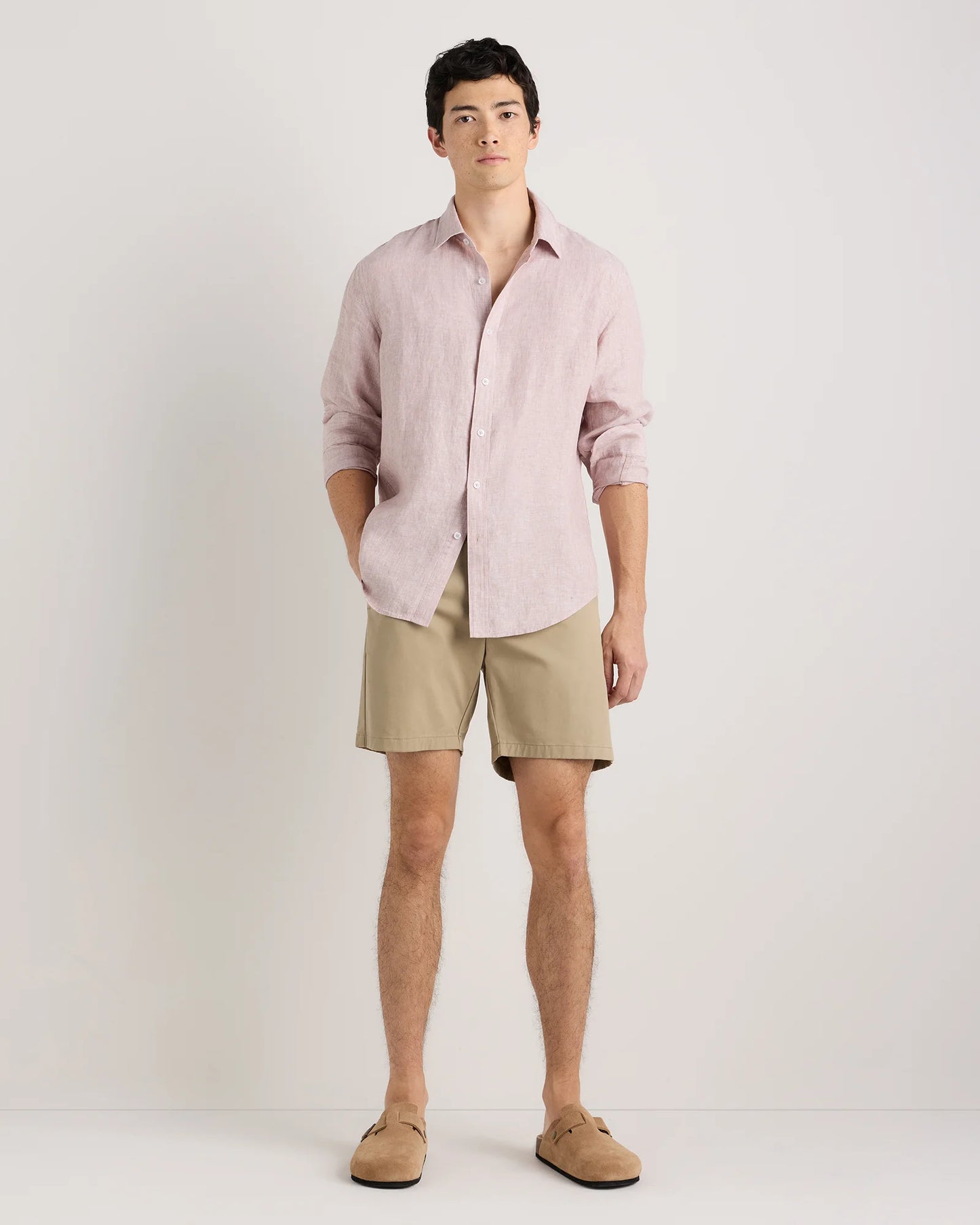 100% European Linen Relaxed Long Sleeve Shirt - XS / Flax